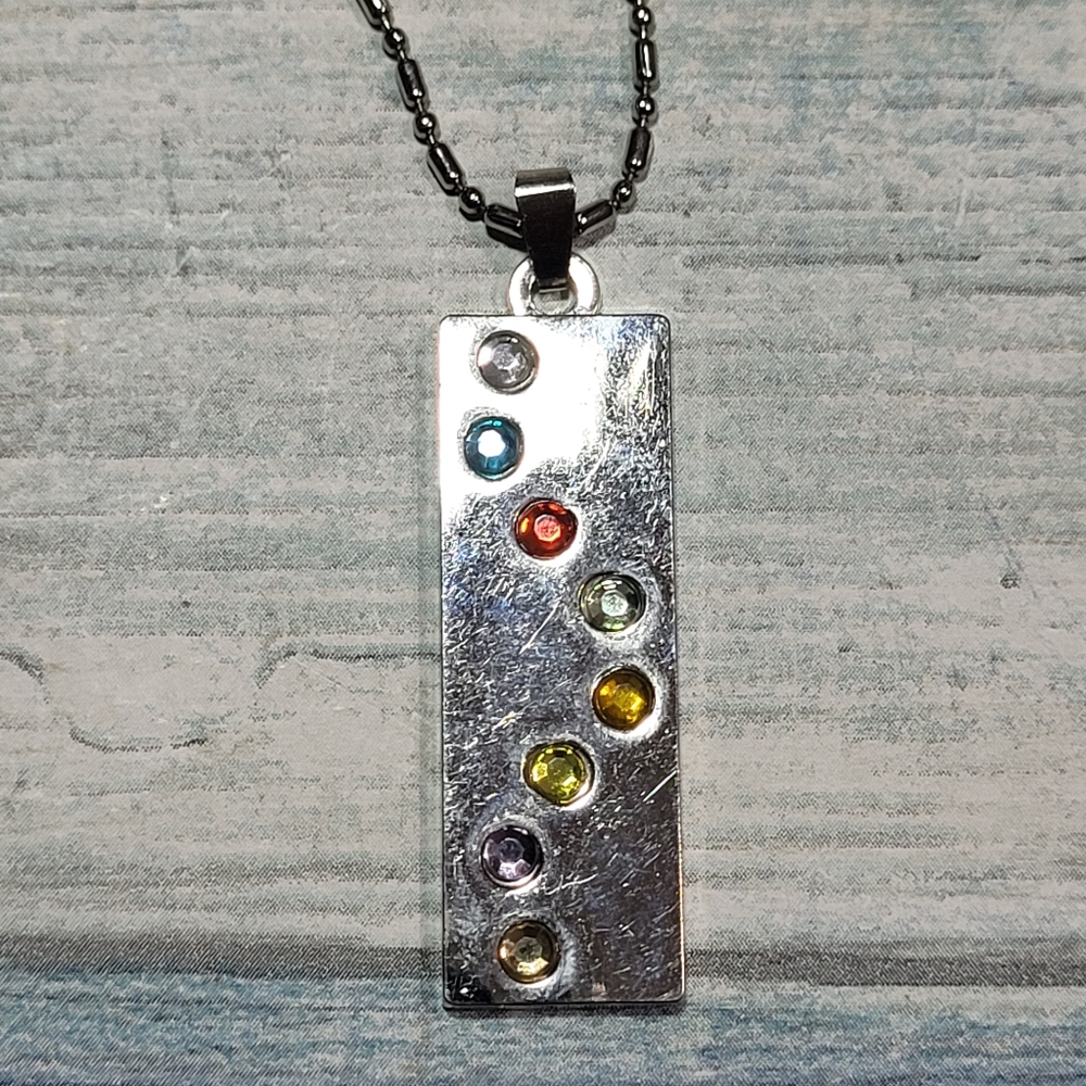Rectangular Bar Multicolor Rhinestones Necklace. - image 2